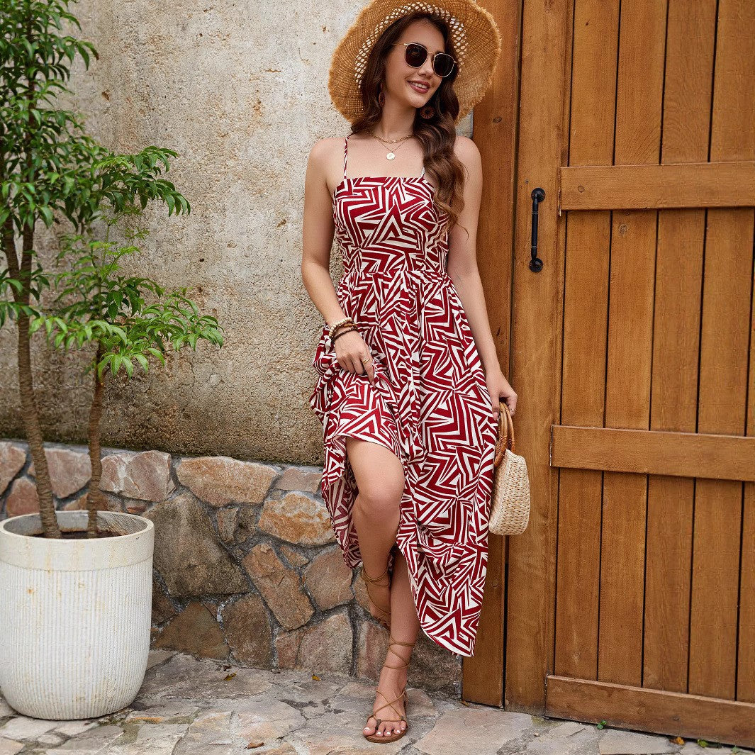 Robe maxi à fente haute bohème pour femmes Chic und Stil