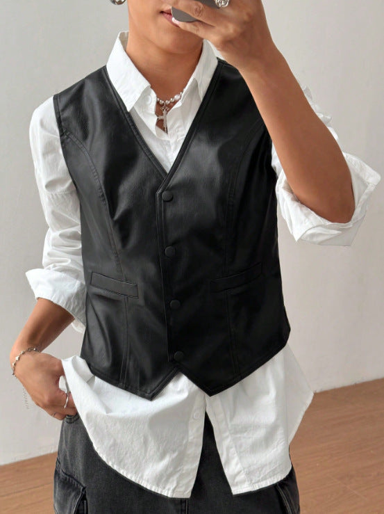 Veste élégante en simili cuir pour femmes avec une coupe cintrée et des poches pratiques Chic und Stil