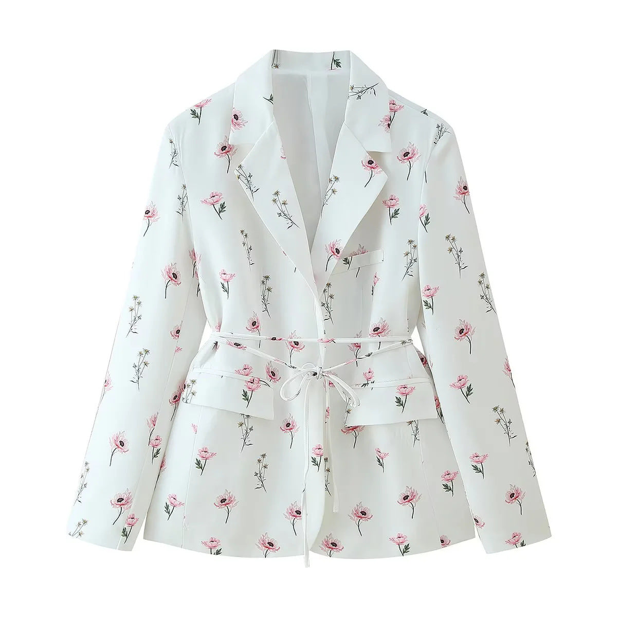 Blazer ajusté pour femmes avec motif floral et ceinture à nouer Chic und Stil