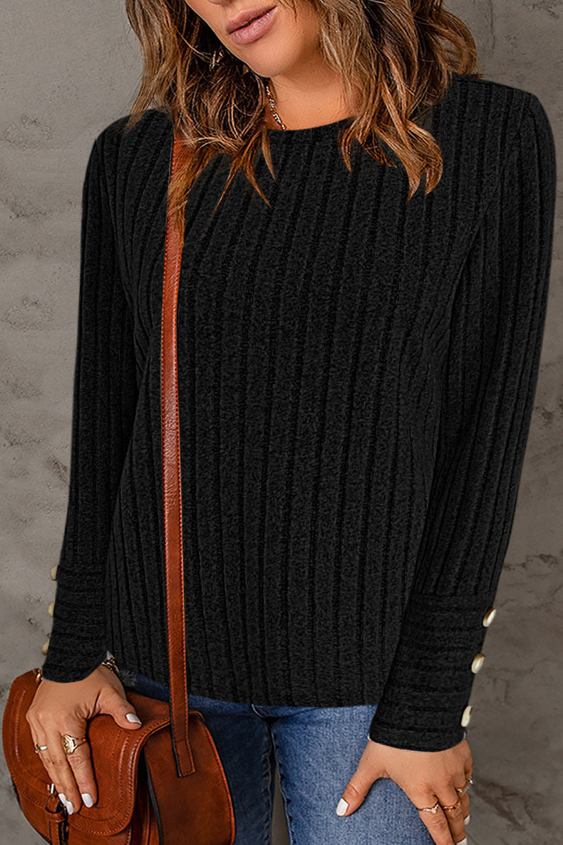 Pull fin pour femmes avec une élégante structure en rib et des détails de boutons Chic und Stil