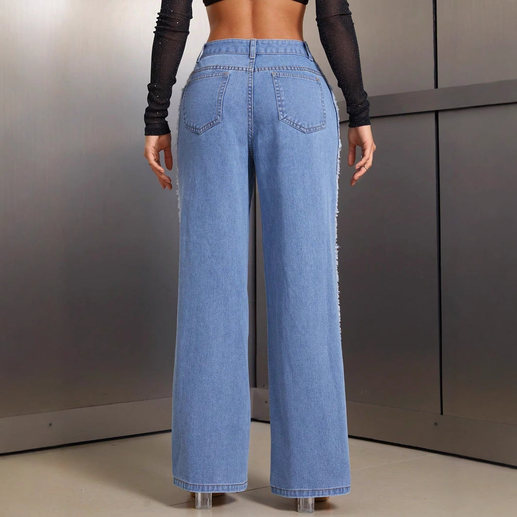Jean Large Destroyed pour Femmes au look Vintage stylé avec des détails effilochés Chic und Stil