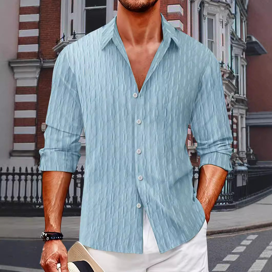 Chemise à manches longues structurée pour hommes avec fermeture à boutons Chic und Stil