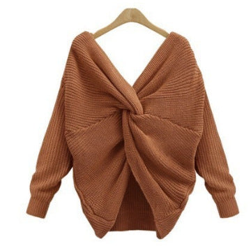 Pull en tricot pour femmes avec un design de dos unique et un décolleté en V profond Chic und Stil