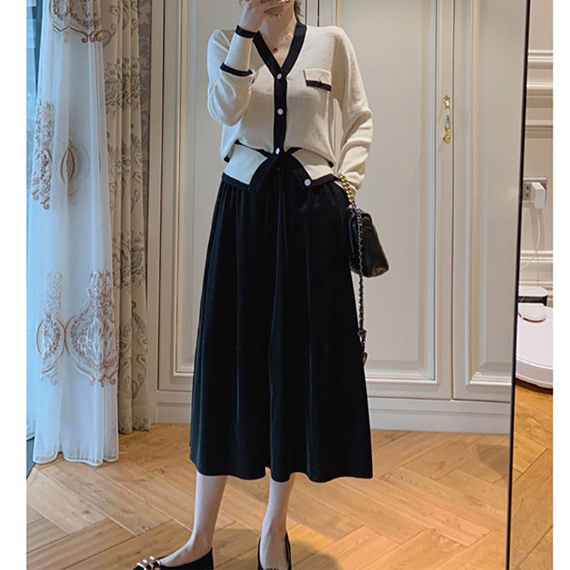 Ensemble de cardigan en tricot élégant pour femme et robe maxi Chic und Stil