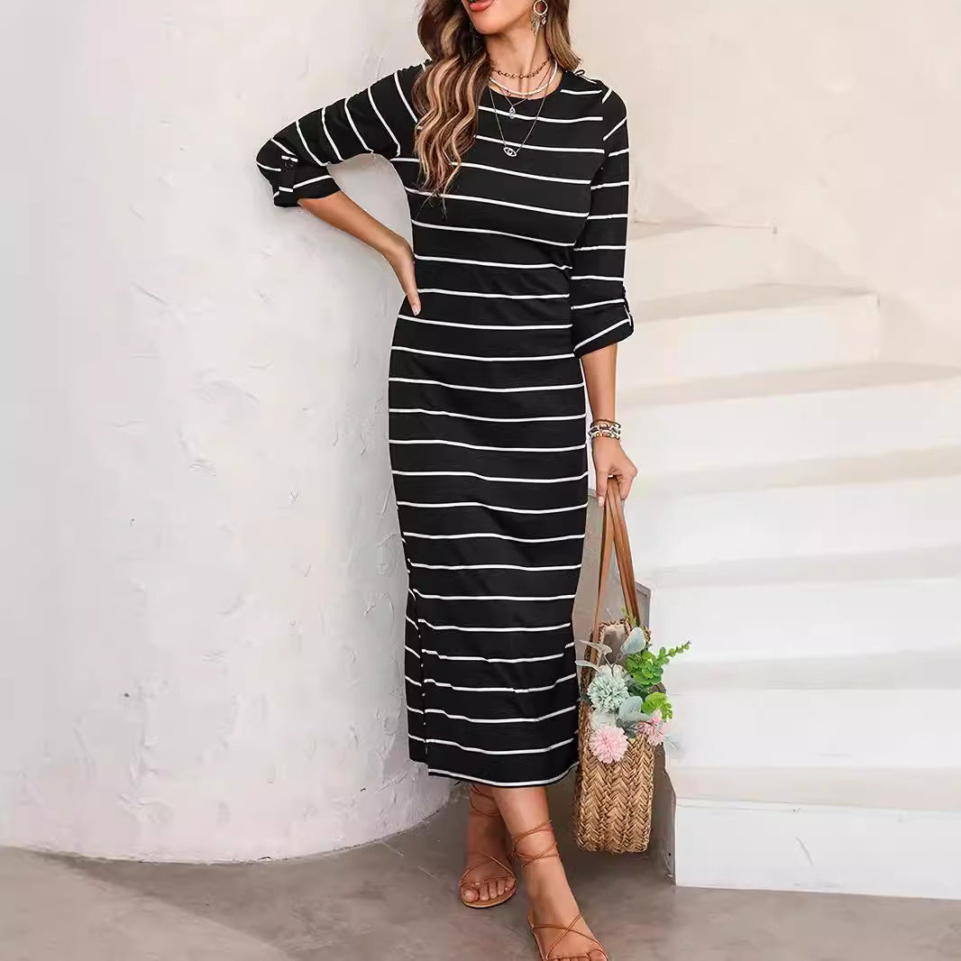 Robe maxi rayée décontractée pour femme Chic und Stil