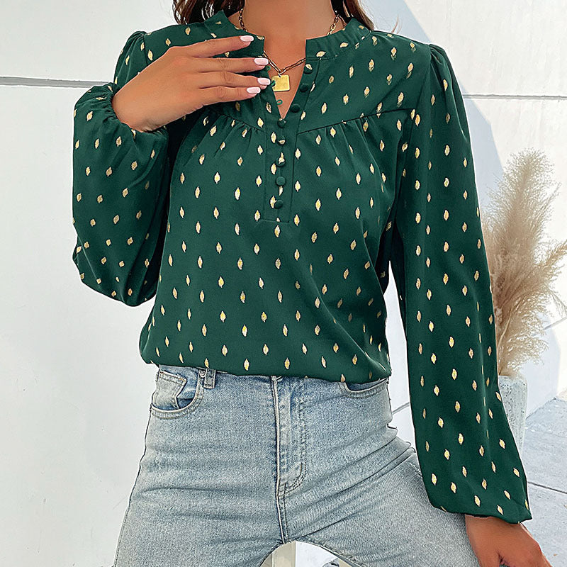 Chemise femme avec imprimé fin et détails de boutons Chic und Stil