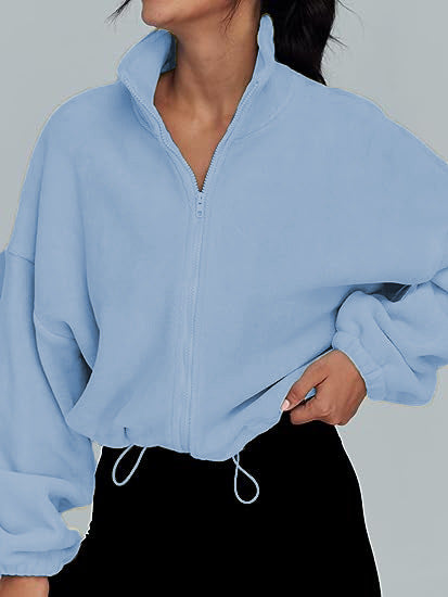 Pull-over en molleton décontracté pour femmes avec col haut et cordon de serrage Chic und Stil