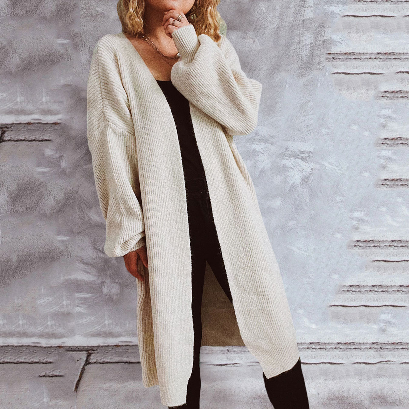 Cardigan en tricot décontracté pour femmes avec des manches oversized décontractées et une coupe ouverte Chic und Stil