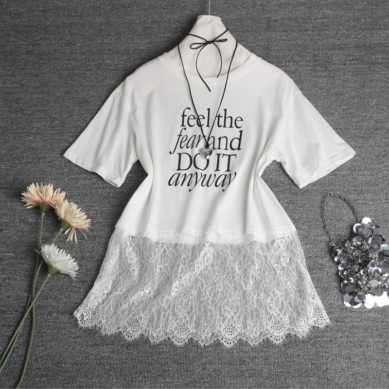 T-shirt Overlay en Dentelle Tendance Femmes Chic und Stil