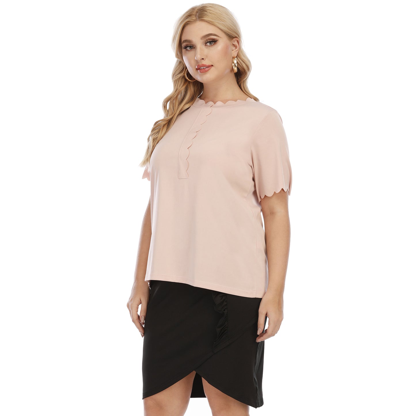 Blouse à volants élégante pour dames et ensemble de jupe asymétrique Chic und Stil