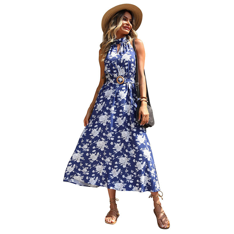 Robe maxi à imprimé floral pour femmes avec détail de fente haute Chic und Stil