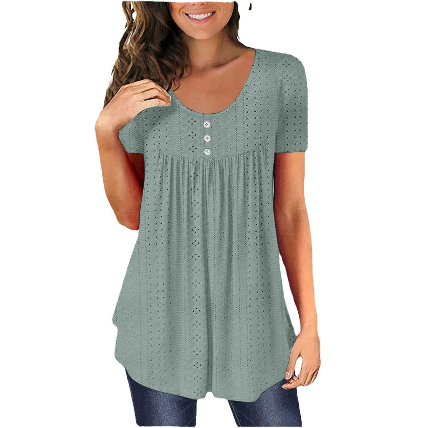 Chic and Stylish Women's Eyelet Tunic