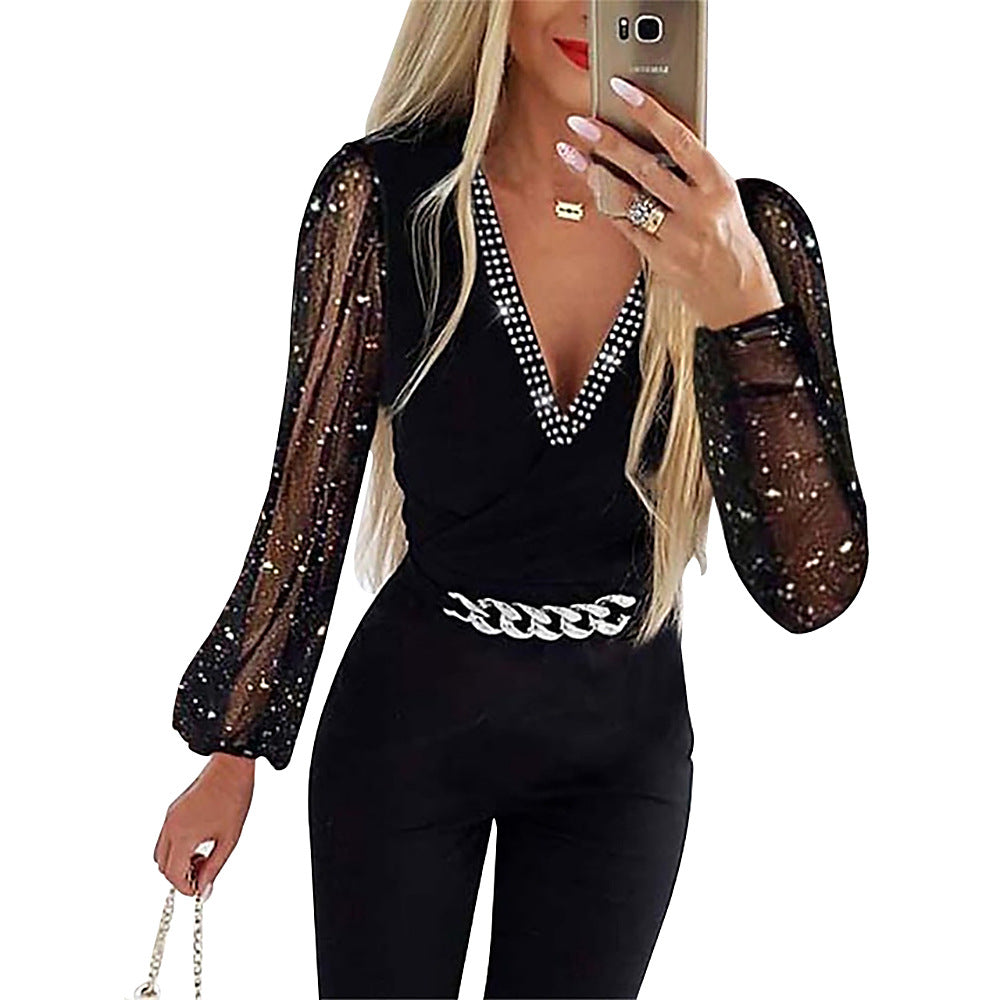 Salopette élégante pour femmes avec des manches transparentes Chic und Stil