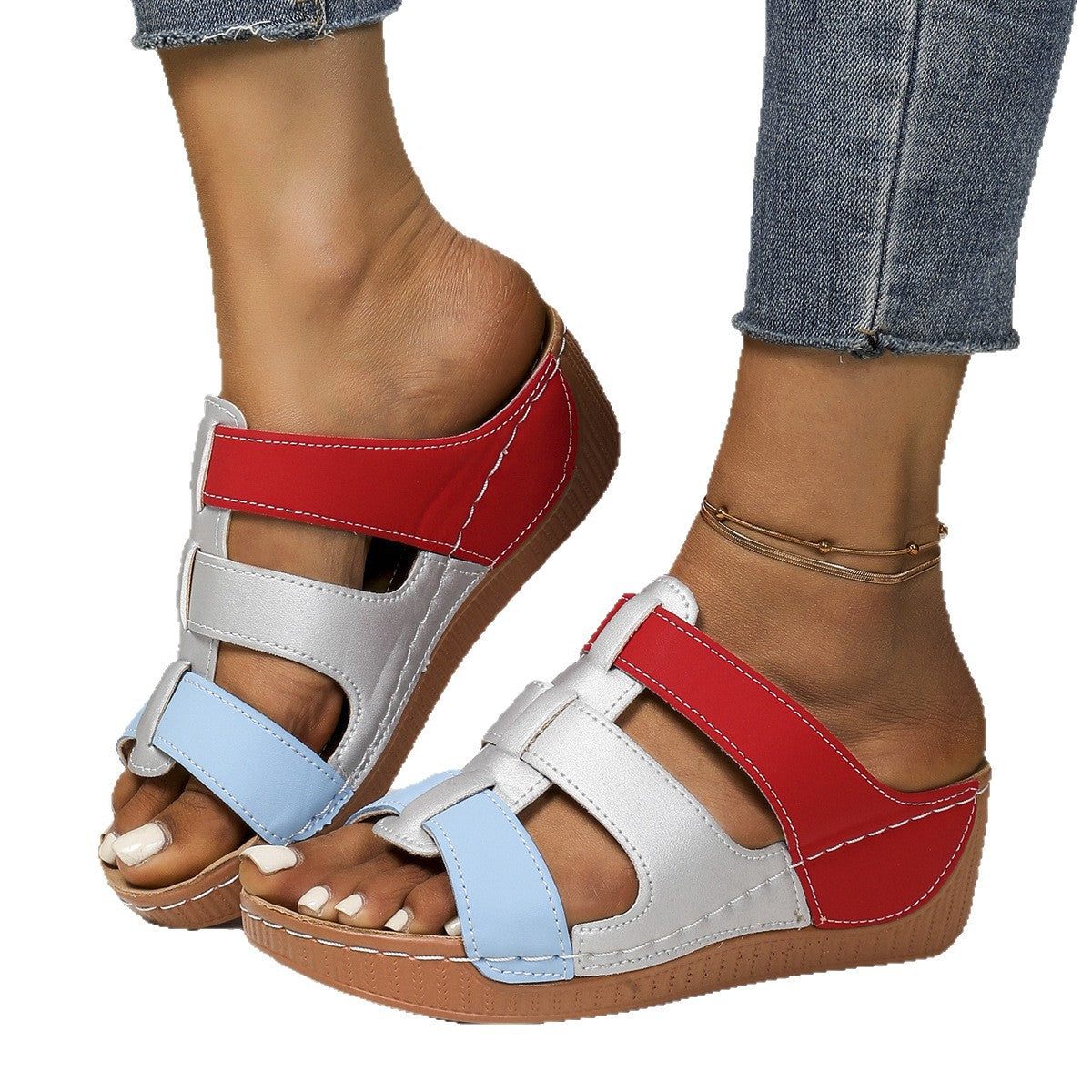 Sandales à la mode pour dames avec des sangles larges et réglables et une semelle confortable Chic und Stil