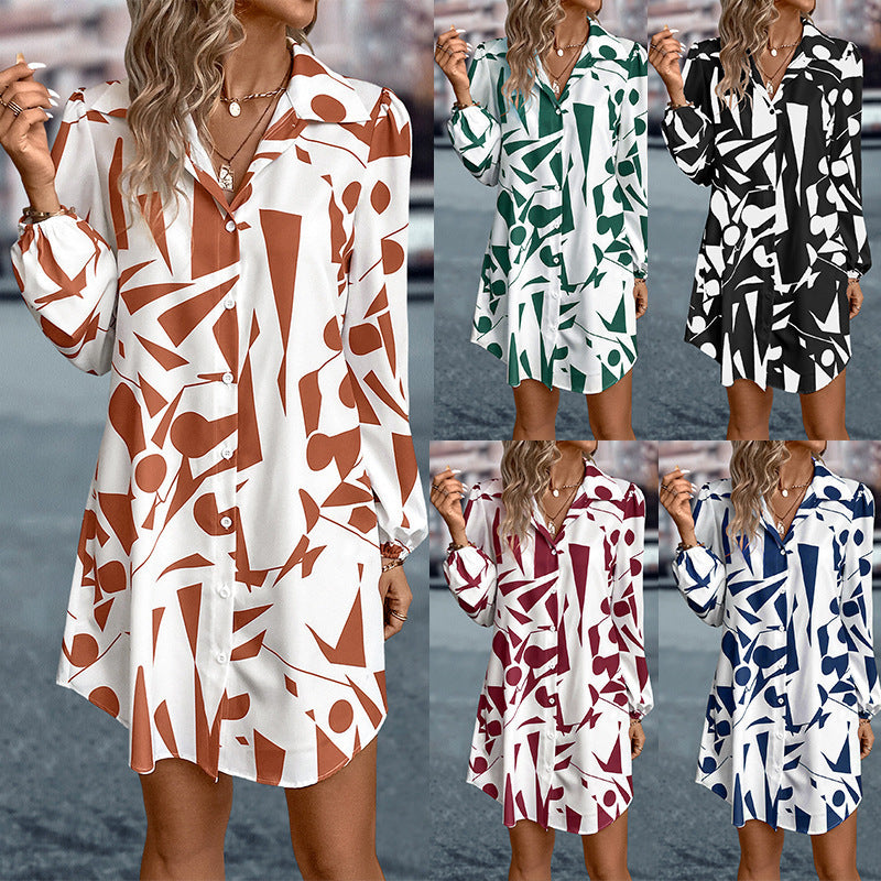 Robe à boutons pour femme à imprimé géométrique Chic und Stil