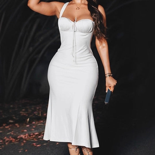Dames Élégante Robe Maxi avec des Détails de Bretelles Raffinés et une Silhouette Ajustée Chic und Stil