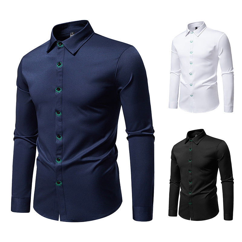 Chemise à manches longues pour hommes avec design de bouton créatif Chic und Stil