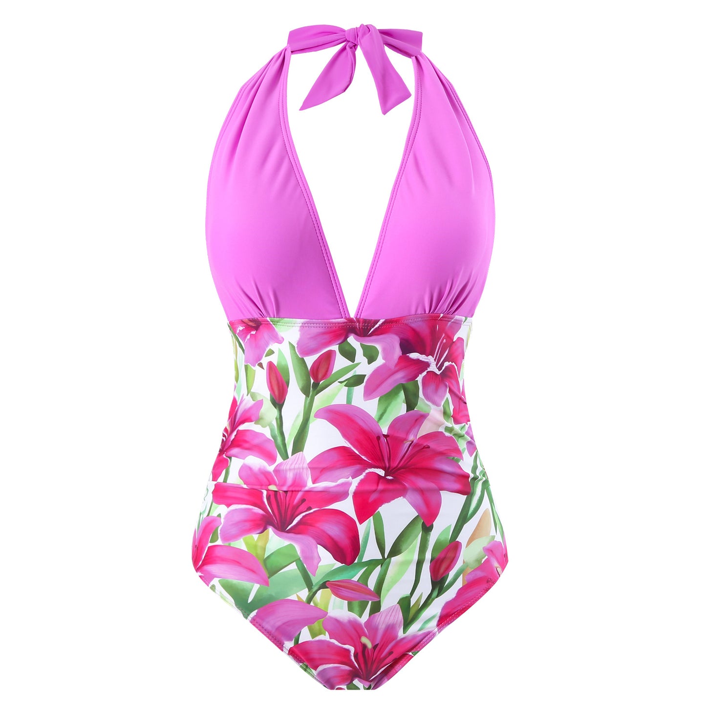 Maillot de bain une pièce pour femme avec jupe portefeuille florale et décolleté plongeant Chic und Stil
