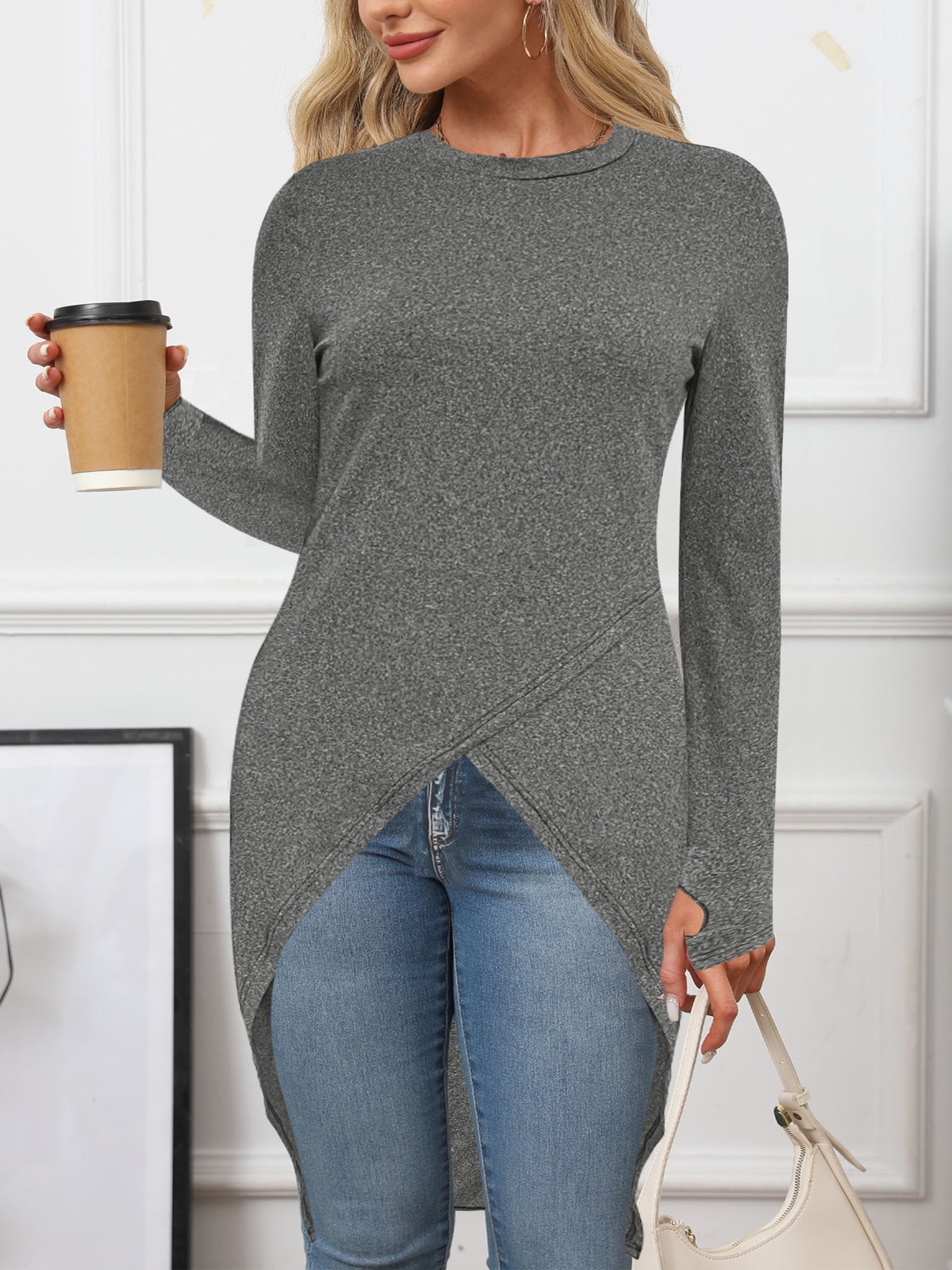 Chemise à manches longues asymétrique pour femmes Chic und Stil