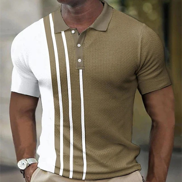 Hommes Polo Performance Texturé à Manches Courtes Chic und Stil