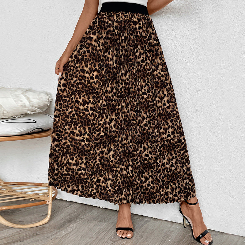 Jupe maxi plissée pour femmes avec design imprimé animal Chic und Stil