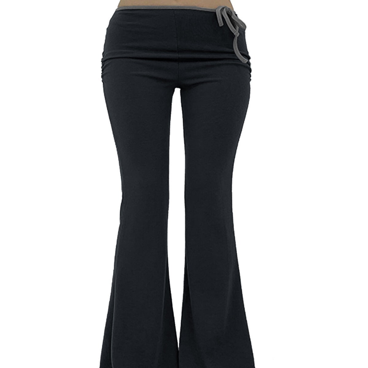 Pantalons de yoga évasés pour femmes avec taille élastique et tissu côtelé Chic & Stil