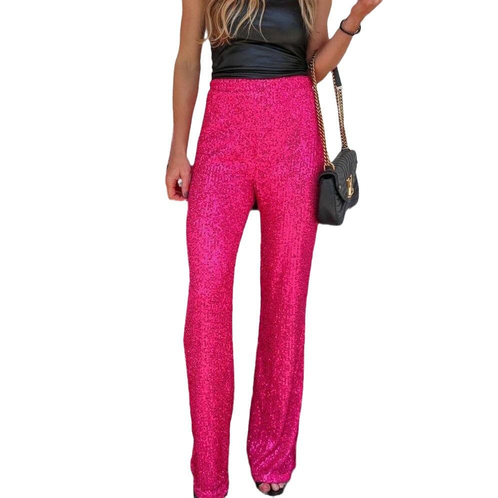 Dames Paillettes Glamour Pants Chic und Stil