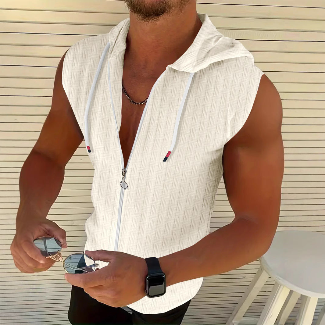 Hommes Complètement sans manches Zip-Up Hoodie Chic und Stil