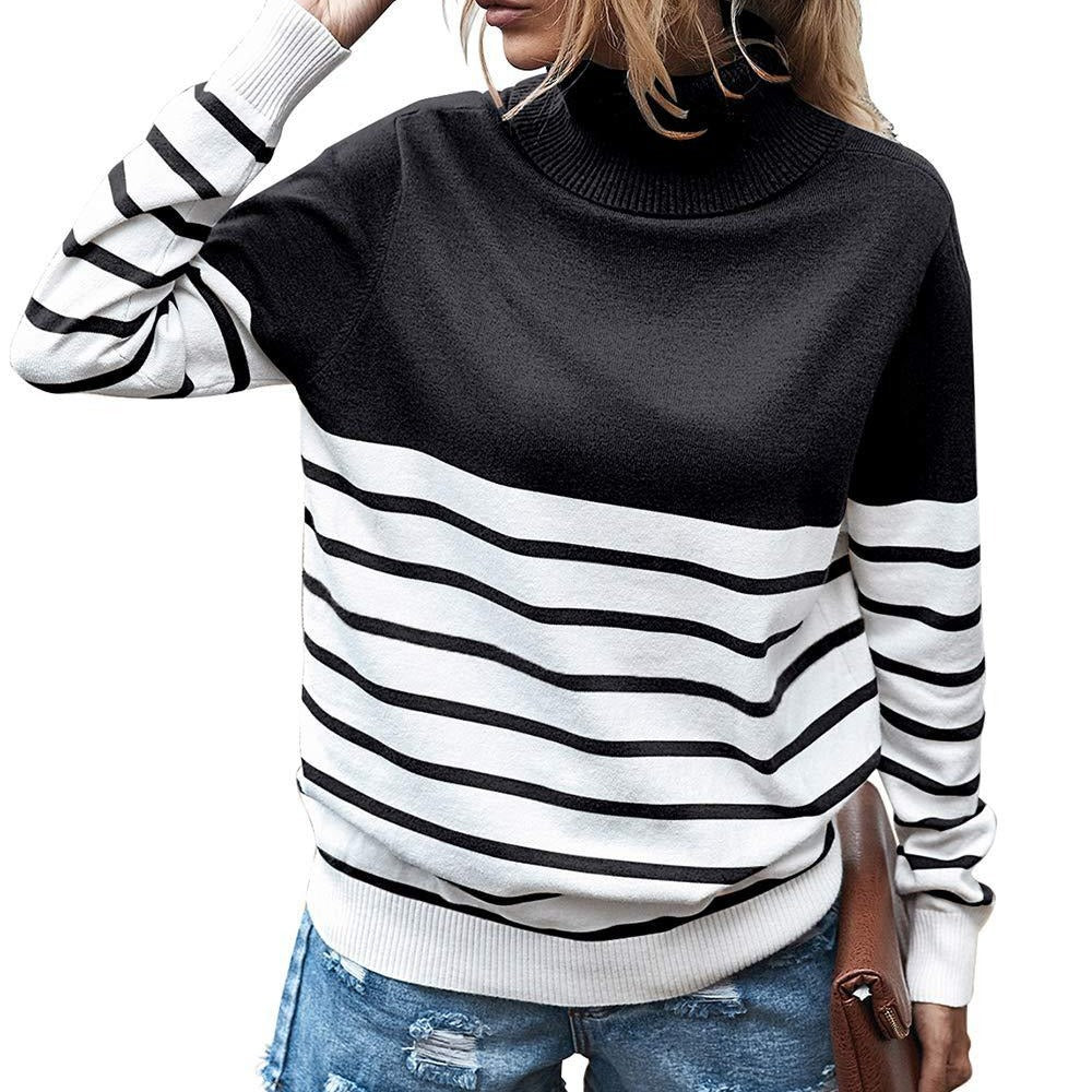 Pull col roulé confortable pour dames avec motif rayé Chic und Stil