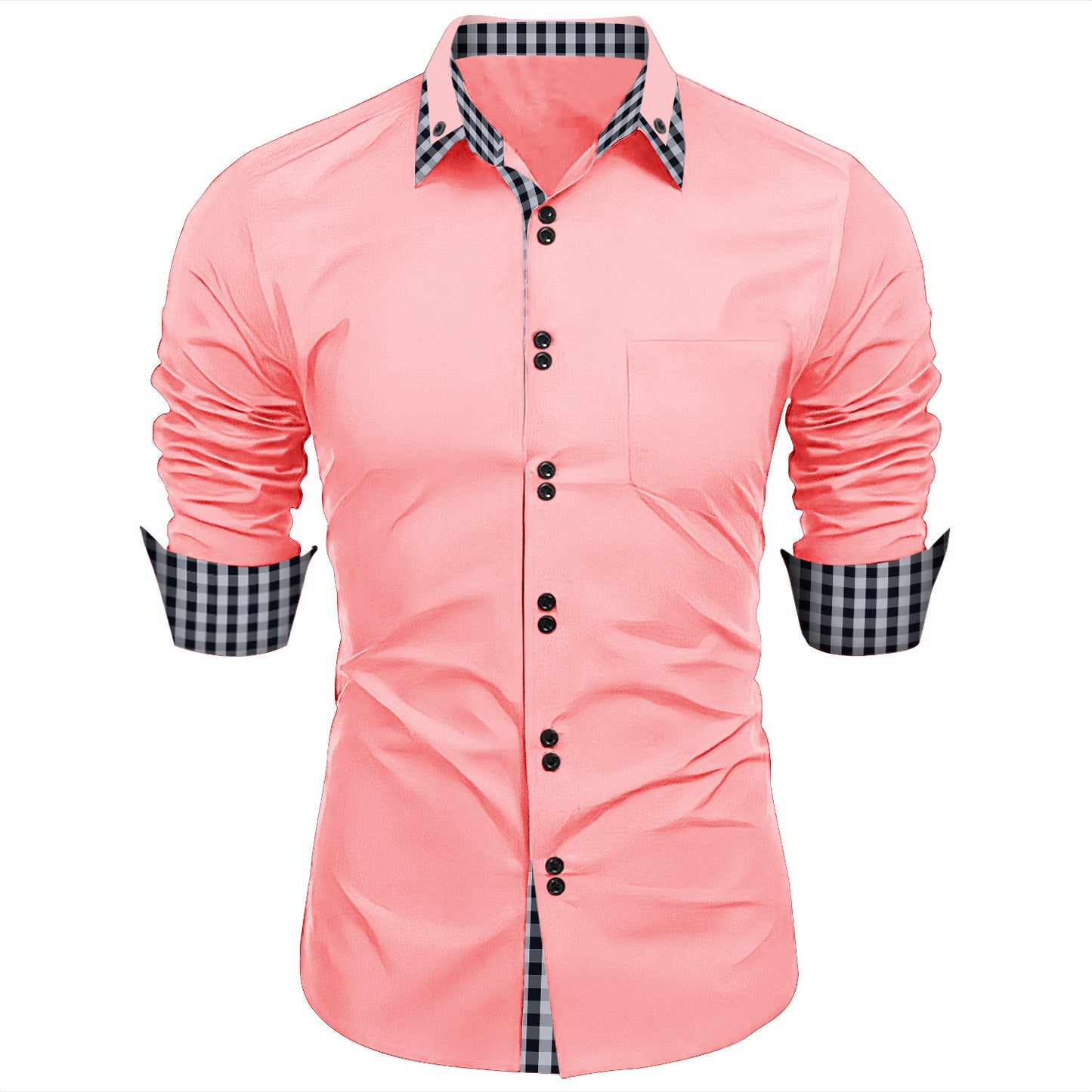 Chemise à manches longues pour hommes premium avec bouton et poignet contrasté Chic und Stil
