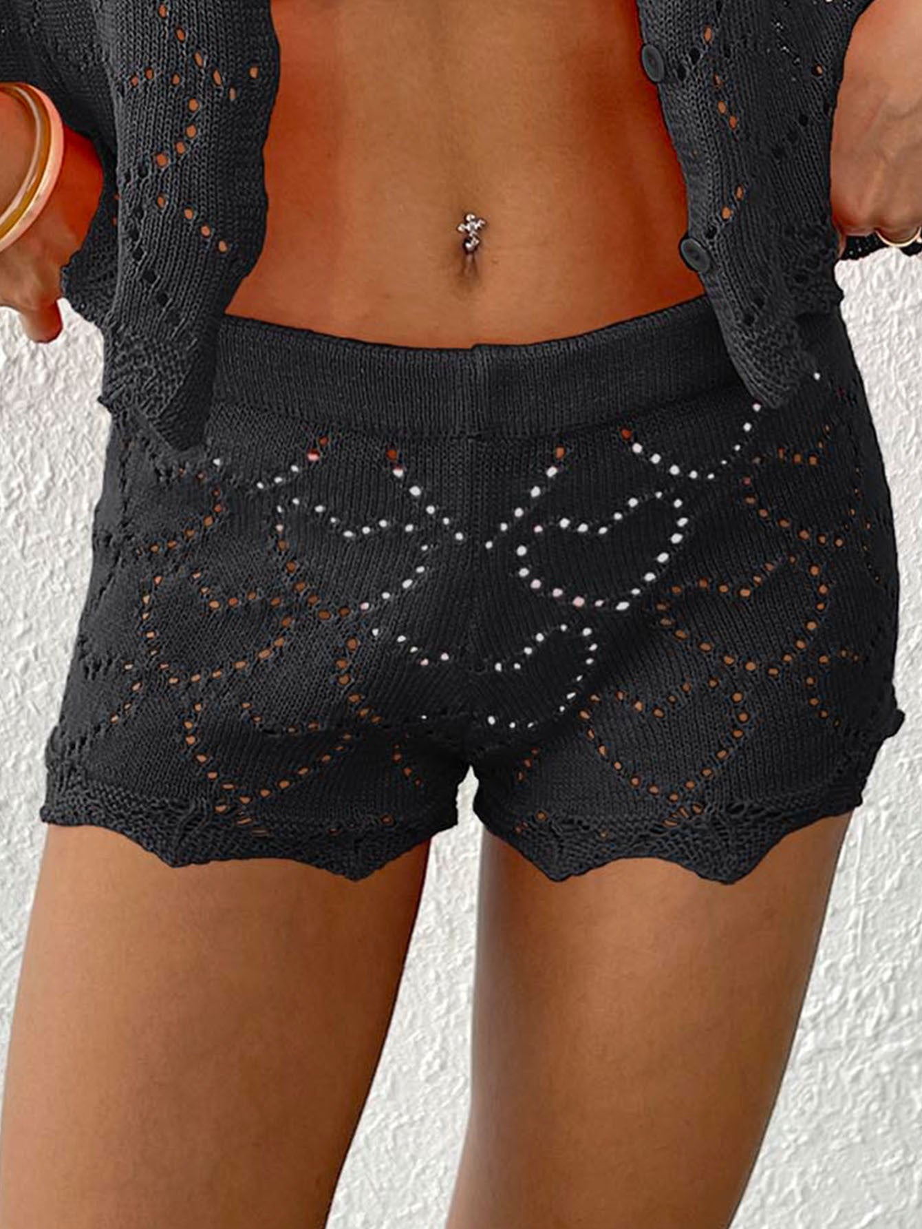 Shorts en tricot à motif de cœur pour femmes Chic und Stil