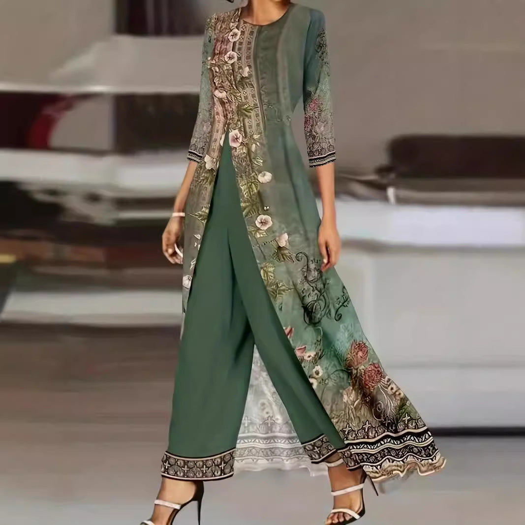 Women’s Floral Jumpsuit mit Wide Leg & Elegant Shawl | Chic und Stil