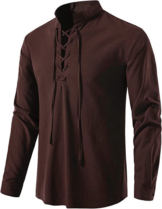 Chemise homme à manches longues avec détail de laçage moderne et col montant décontracté Chic und Stil