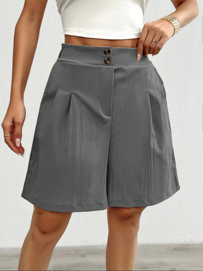 Shorts élégants pour femmes avec fermeture à bouton et design plissé Chic und Stil