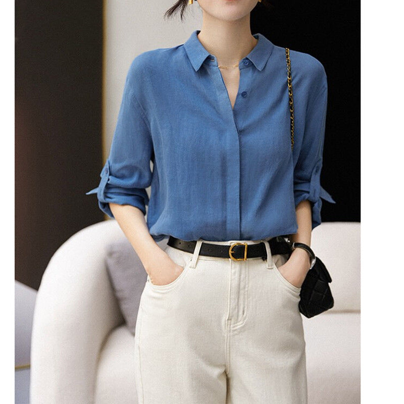 Chemise légère en lin à boutons pour femmes Chic und Stil