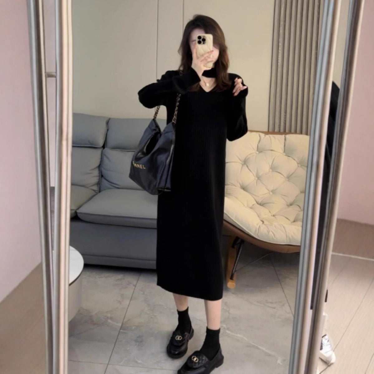Robe en tricot pour femmes avec une élégante structure côtelée Chic und Stil