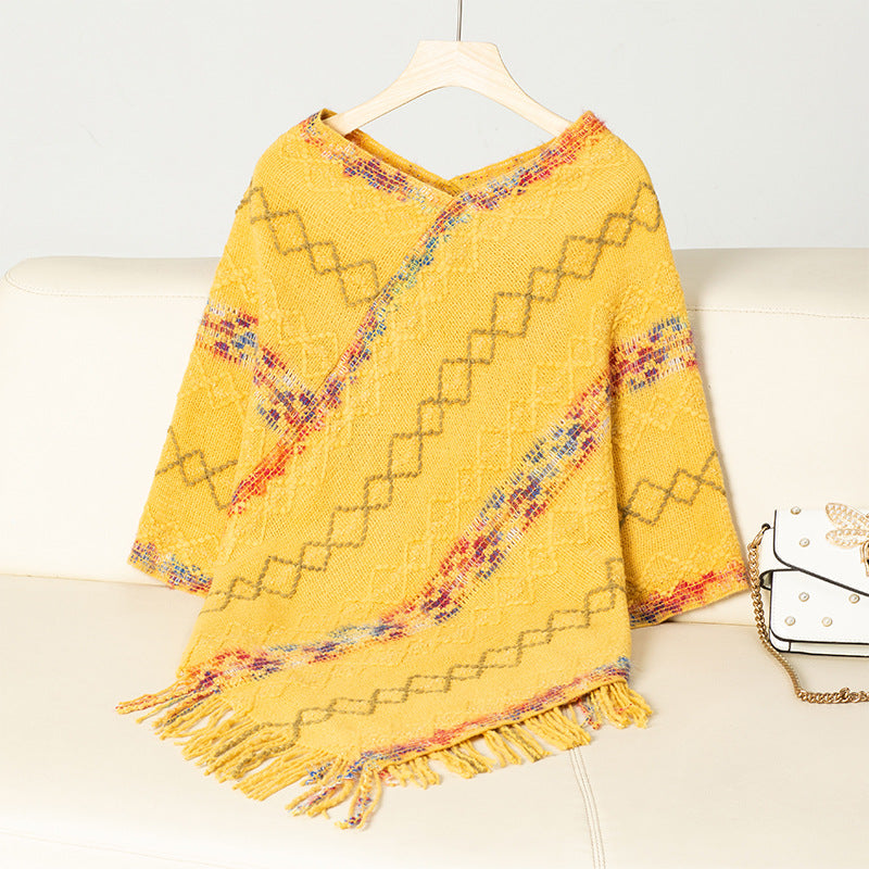 Pull oversize élégant pour femmes avec ourlet à franges et motif unique Chic und Stil