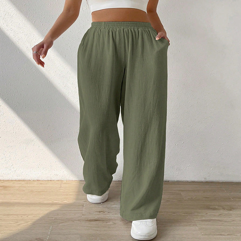 Pantalon ample de loisirs pour femmes avec taille élastique et poches latérales pratiques Chic und Stil
