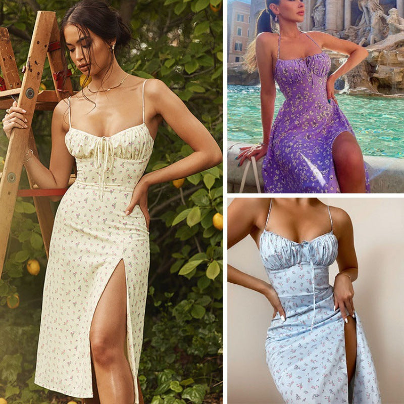Robe Maxi à Imprimé Floral pour Femme avec Design à Fente Haute Chic und Stil