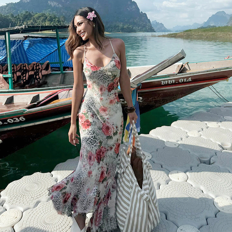 Robe maxi à motif florale pour femme avec bretelles réglables Chic und Stil