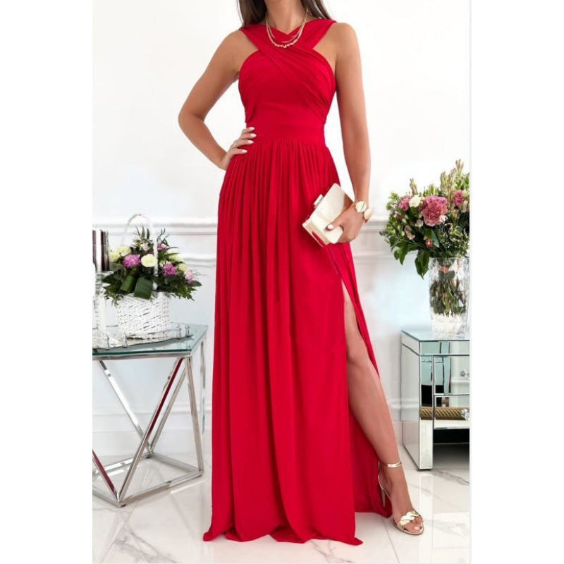 Femmes Robe maxi élégante avec détails drapés Chic und Stil