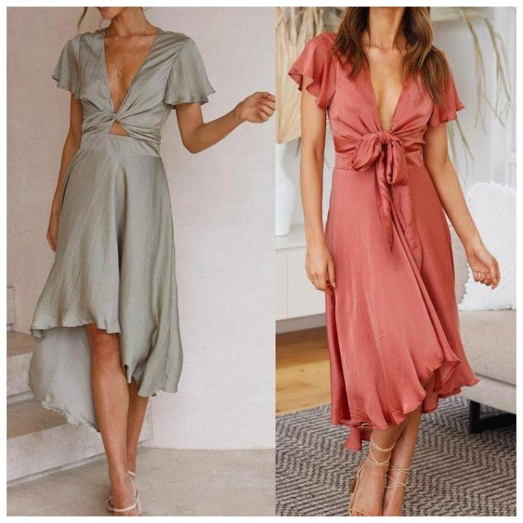 Robe midi à nouer pour dames Chic und Stil