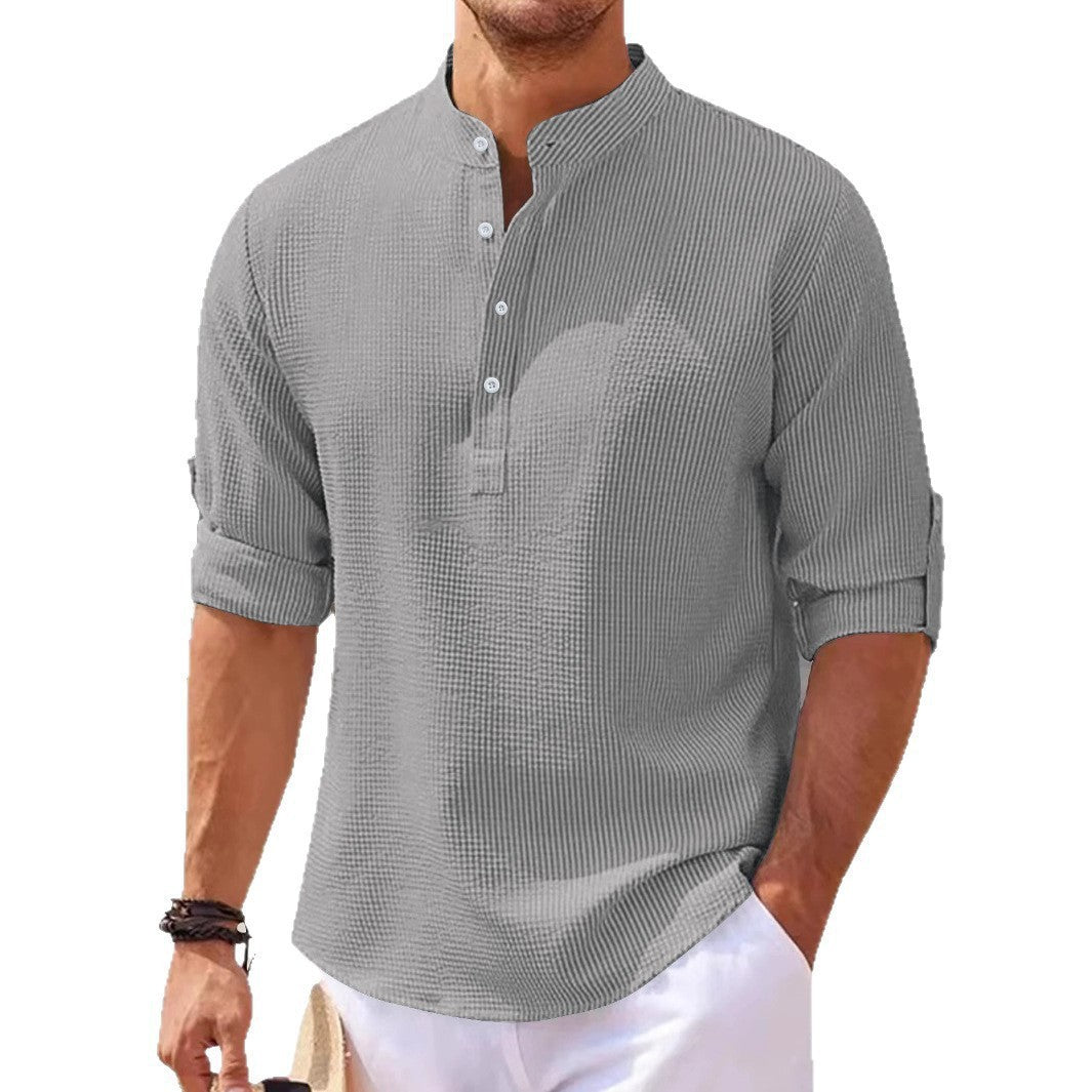 Chemise décontractée pour hommes avec col montant et surface texturée Chic und Stil