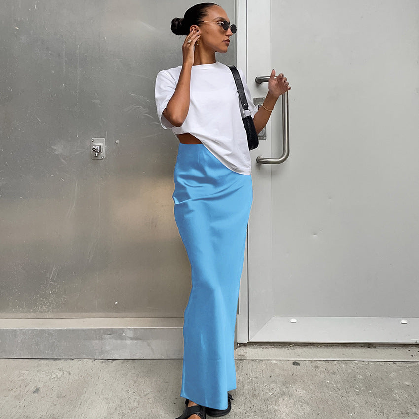 Jupe Maxi en Satin Femmes Chic und Stil