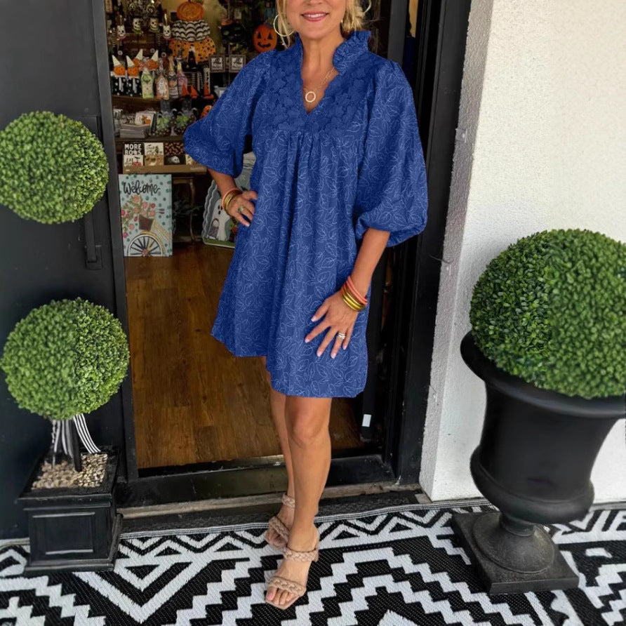 Robe mini brodée bohémienne pour femmes Chic und Stil