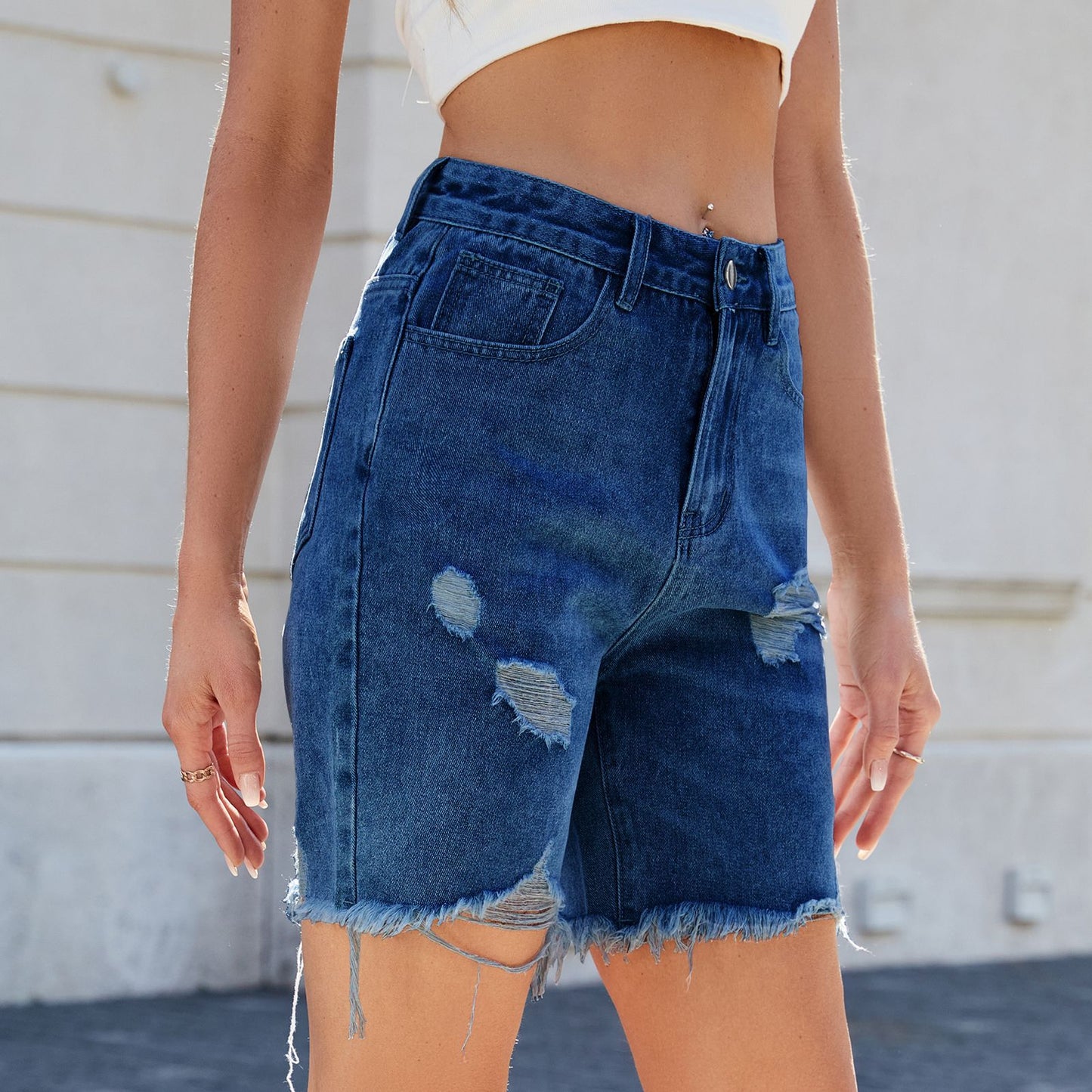 Chic and Stylish High Waisted Ripped Denim Shorts for Women
