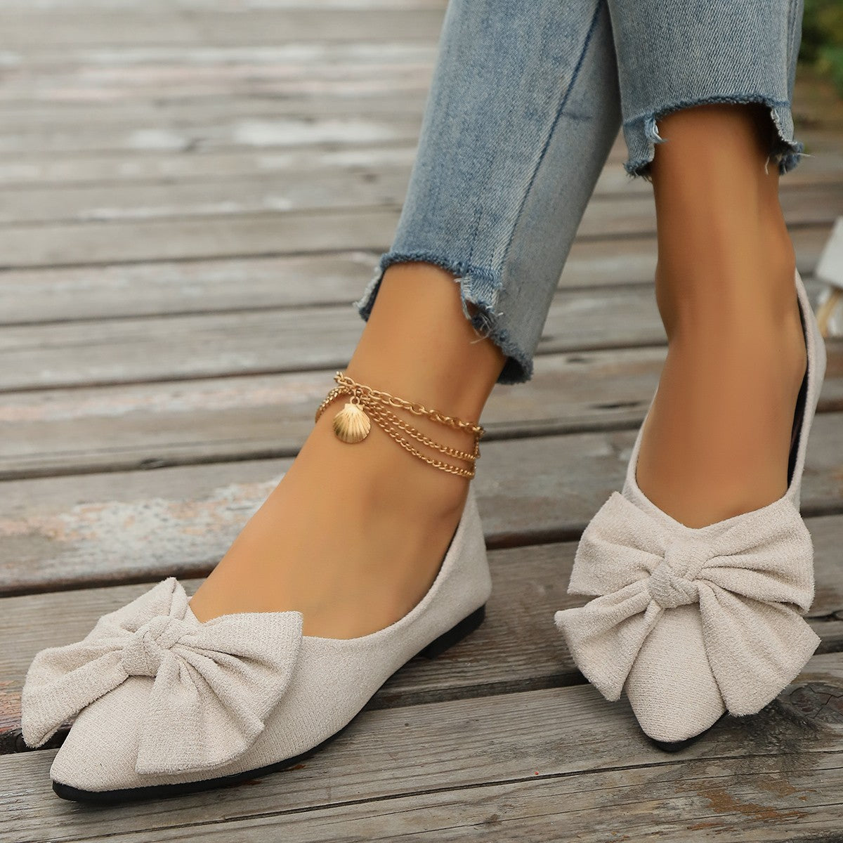 Ballerines femme avec décoration de nœud élégante et doublure intérieure douce Chic und Stil