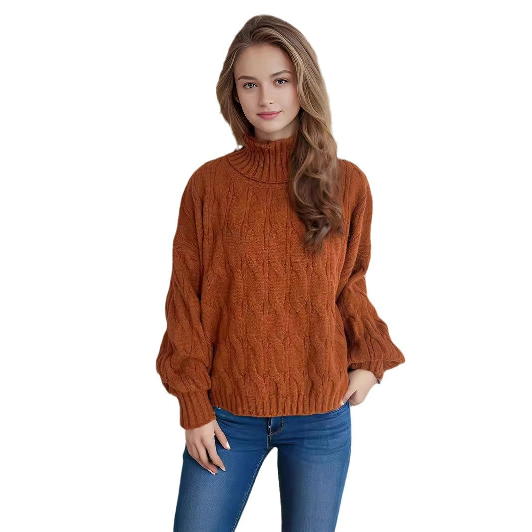 Pull femme en tricot avec col haut et aspect torsadé structuré Chic und Stil