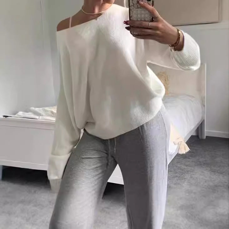 Pull en tricot oversized pour femmes avec design sans épaules Chic und Stil