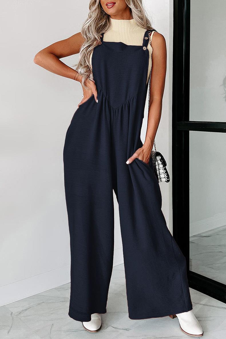 Combinaison décontractée pour femmes avec jambe large et détails de boutons décoratifs Chic und Stil